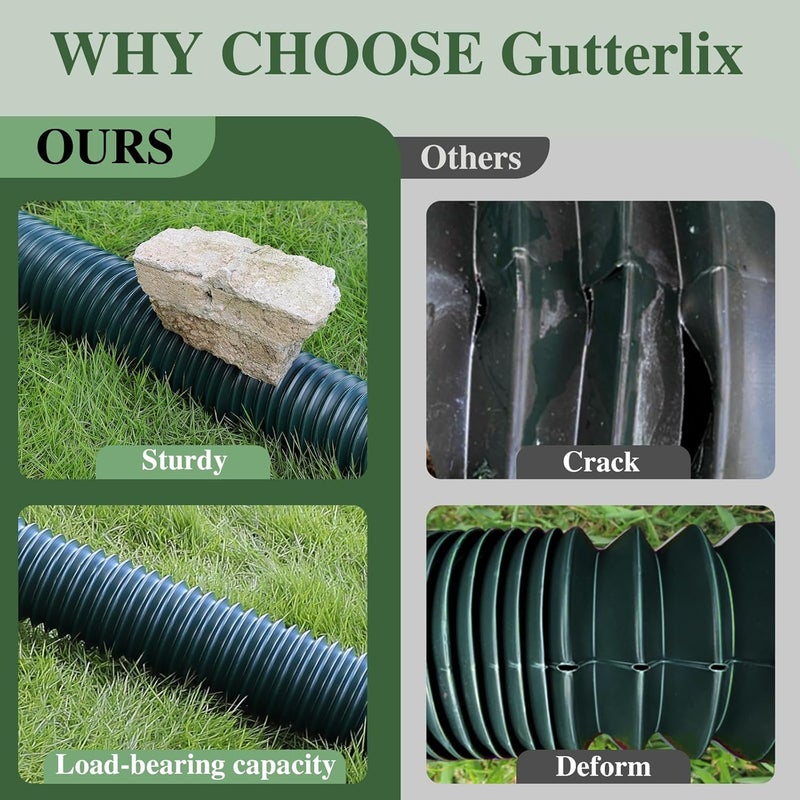 Gutterlix 2 Pack Flexible Gutter Downspout Extensions Extendable from 21" to 67", Downspout Extender Comes with Adapters, Thickened Down spout Drain Extension for Rainwater Drainage(Green) - Image 2